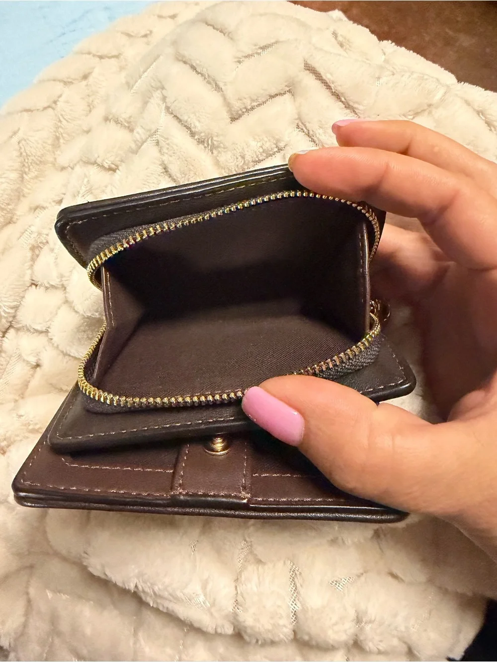 Coach Brown and Black Signature Small Wallet with Gold Hardware